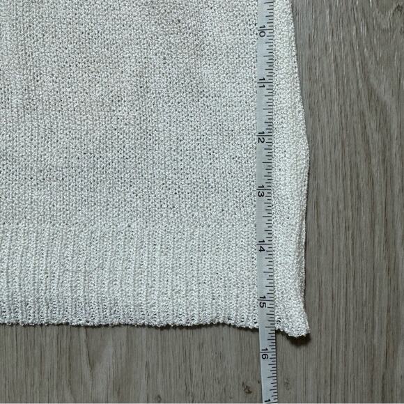 Women’s BiBi Size Large Multicolor‎ White Stripe Short T-shirt Sheer Sleeve New - Picture 7 of 7